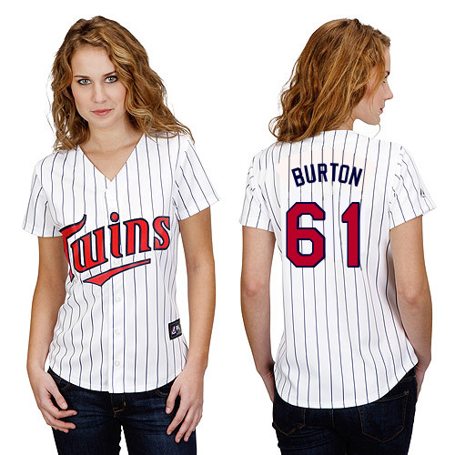 Jared Burton #61 mlb Jersey-Minnesota Twins Women's Authentic Home White Baseball Jersey